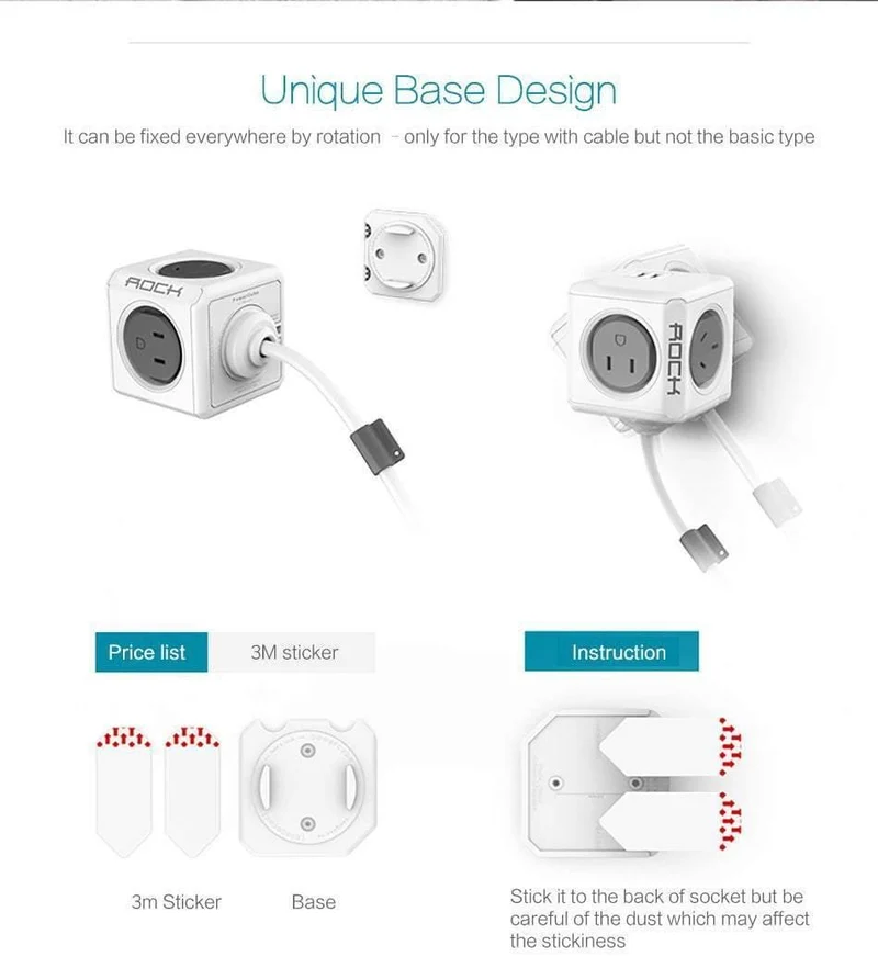 ROCK Telefon-Ladegerät mit vier Netzsteckern und zwei USB-Anschlüssen, Ladebuchse für iPhone/Samsun-Tablets mit USB-Kabel