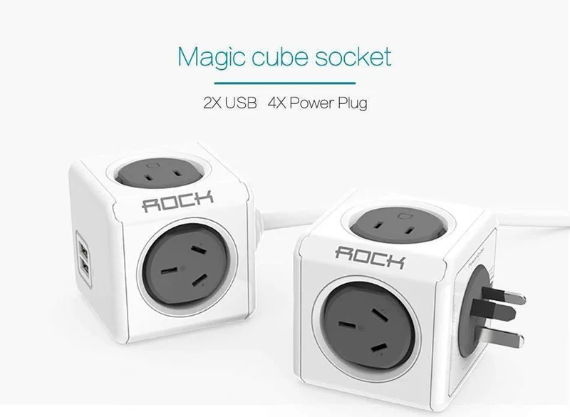 ROCK Telefon-Ladegerät mit vier Netzsteckern und zwei USB-Anschlüssen, Ladebuchse für iPhone/Samsun-Tablets mit USB-Kabel