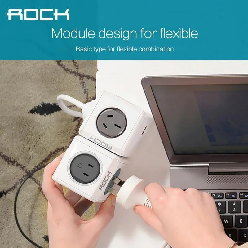 ROCK Telefon-Ladegerät mit vier Netzsteckern und zwei USB-Anschlüssen, Ladebuchse für iPhone/Samsun-Tablets mit USB-Kabel