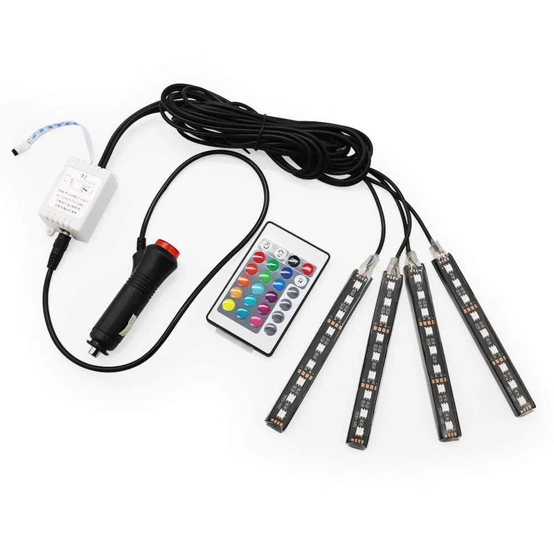 RGB LED DRL Streifen Licht Auto Innen Dekorative Lichter Automobil Atmosphäre Lampe Fernbedienung/Sprache/App Control Fuß lampen