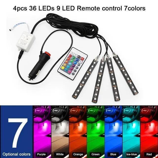 RGB LED DRL Streifen Licht Auto Innen Dekorative Lichter Automobil Atmosphäre Lampe Fernbedienung/Sprache/App Control Fuß lampen