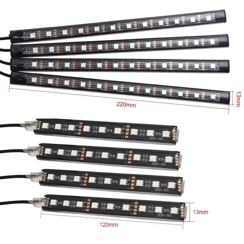 RGB LED DRL Streifen Licht Auto Innen Dekorative Lichter Automobil Atmosphäre Lampe Fernbedienung/Sprache/App Control Fuß lampen