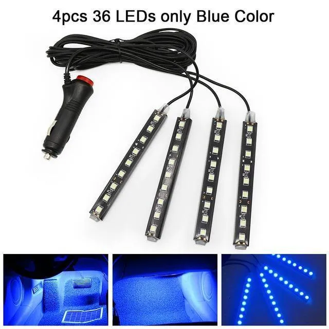 RGB LED DRL Streifen Licht Auto Innen Dekorative Lichter Automobil Atmosphäre Lampe Fernbedienung/Sprache/App Control Fuß lampen