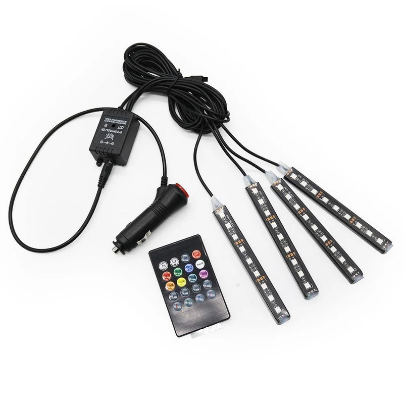 RGB LED DRL Streifen Licht Auto Innen Dekorative Lichter Automobil Atmosphäre Lampe Fernbedienung/Sprache/App Control Fuß lampen