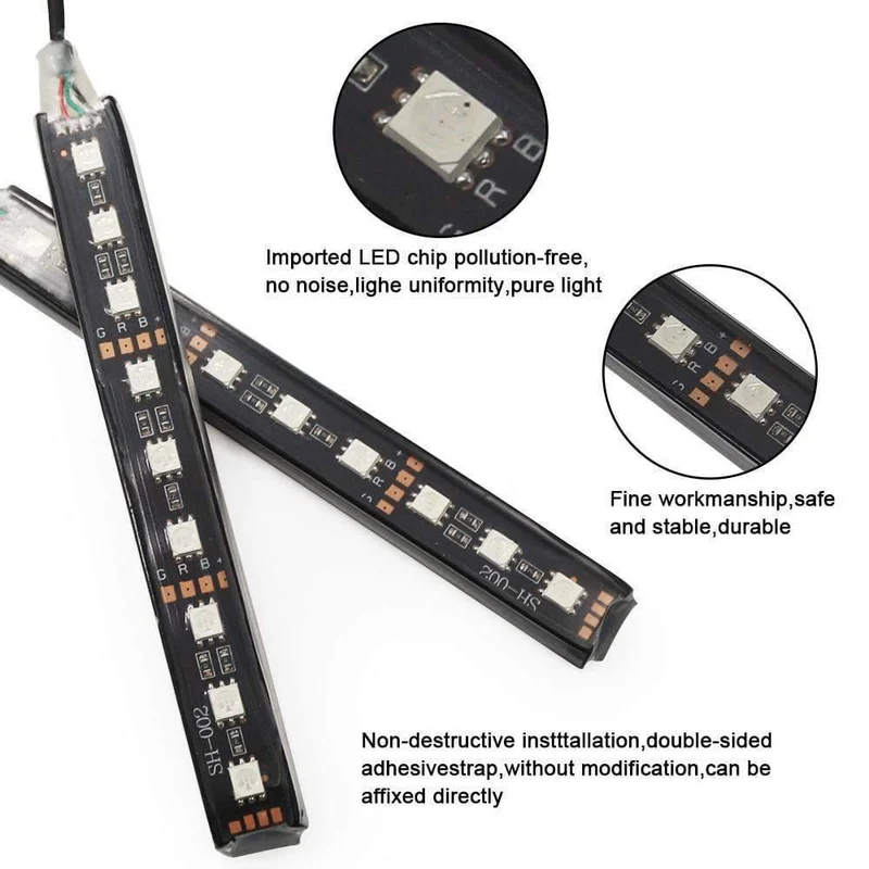 RGB LED DRL Streifen Licht Auto Innen Dekorative Lichter Automobil Atmosphäre Lampe Fernbedienung/Sprache/App Control Fuß lampen
