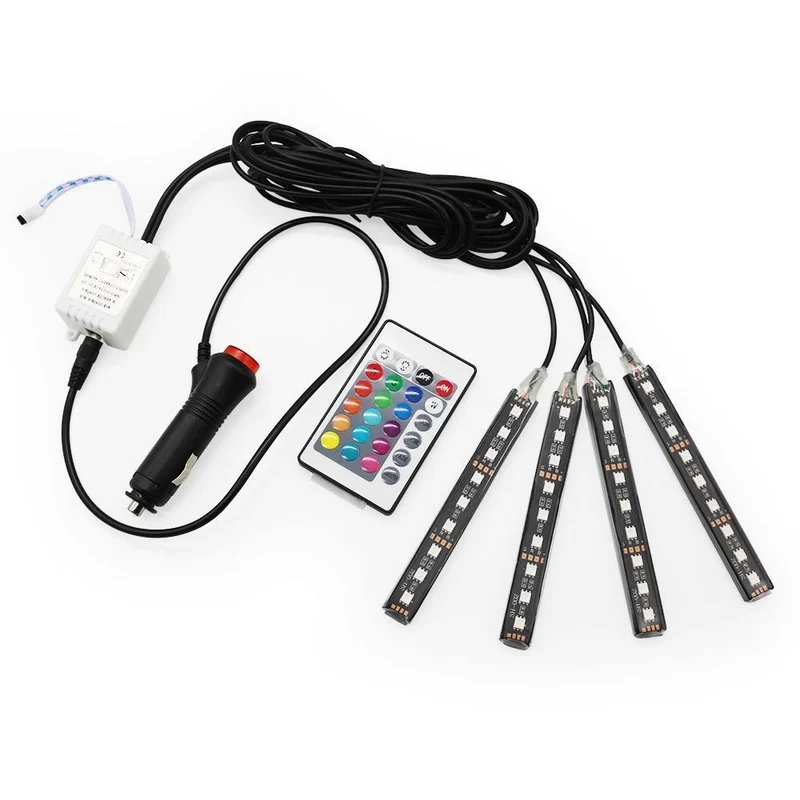 RGB LED DRL Streifen Licht Auto Innen Dekorative Lichter Automobil Atmosphäre Lampe Fernbedienung/Sprache/App Control Fuß lampen