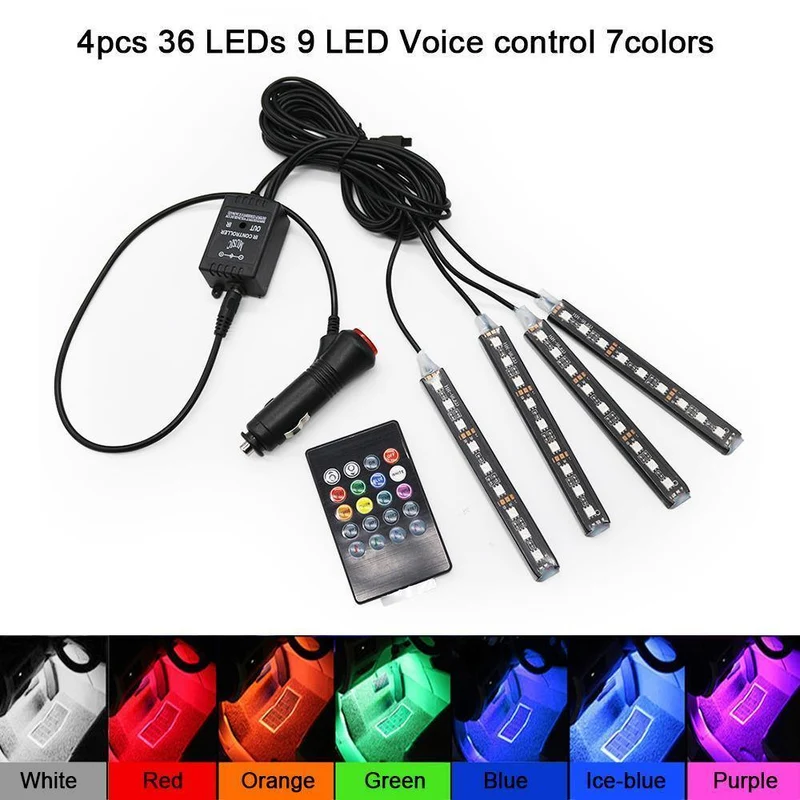RGB LED DRL Streifen Licht Auto Innen Dekorative Lichter Automobil Atmosphäre Lampe Fernbedienung/Sprache/App Control Fuß lampen