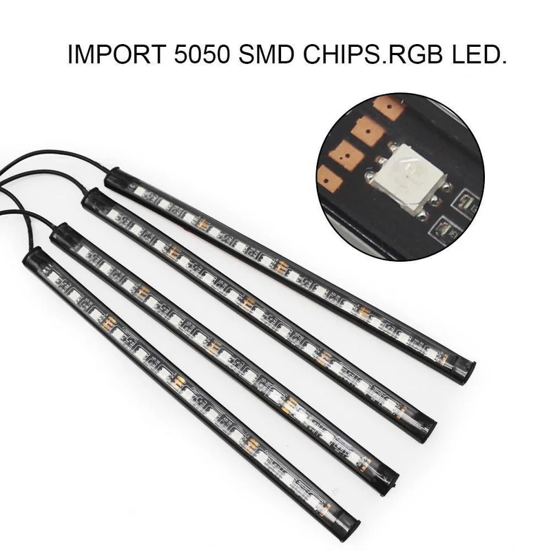 RGB LED DRL Streifen Licht Auto Innen Dekorative Lichter Automobil Atmosphäre Lampe Fernbedienung/Sprache/App Control Fuß lampen