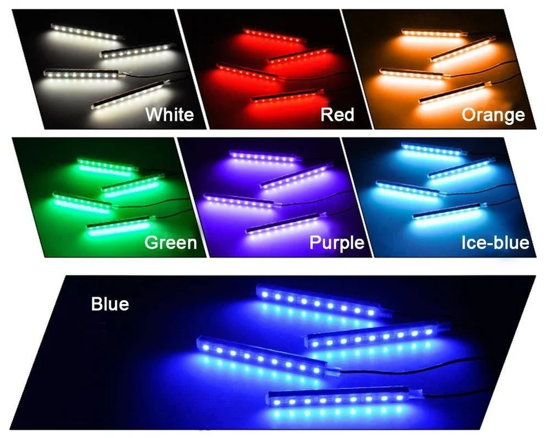 RGB LED DRL Streifen Licht Auto Innen Dekorative Lichter Automobil Atmosphäre Lampe Fernbedienung/Sprache/App Control Fuß lampen