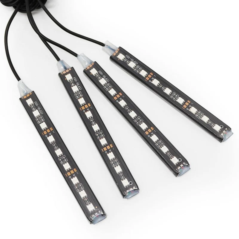 RGB LED DRL Streifen Licht Auto Innen Dekorative Lichter Automobil Atmosphäre Lampe Fernbedienung/Sprache/App Control Fuß lampen