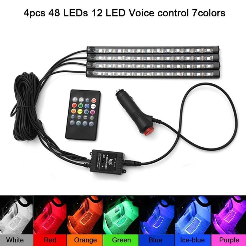 RGB LED DRL Streifen Licht Auto Innen Dekorative Lichter Automobil Atmosphäre Lampe Fernbedienung/Sprache/App Control Fuß lampen
