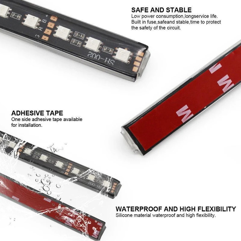 RGB LED DRL Streifen Licht Auto Innen Dekorative Lichter Automobil Atmosphäre Lampe Fernbedienung/Sprache/App Control Fuß lampen