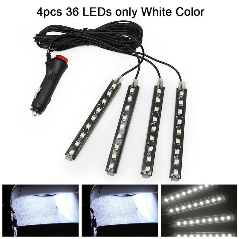 RGB LED DRL Streifen Licht Auto Innen Dekorative Lichter Automobil Atmosphäre Lampe Fernbedienung/Sprache/App Control Fuß lampen