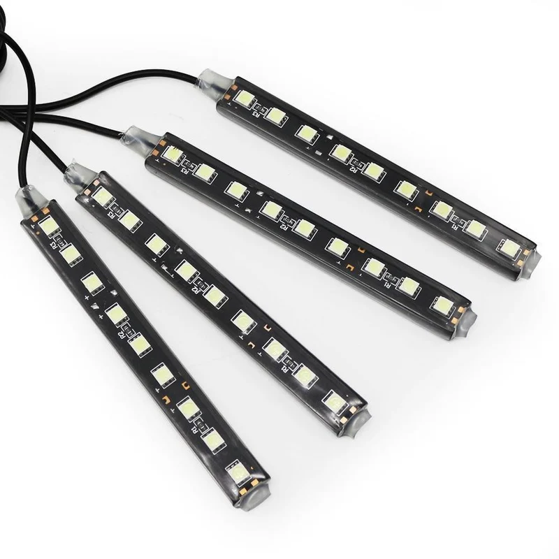 RGB LED DRL Streifen Licht Auto Innen Dekorative Lichter Automobil Atmosphäre Lampe Fernbedienung/Sprache/App Control Fuß lampen
