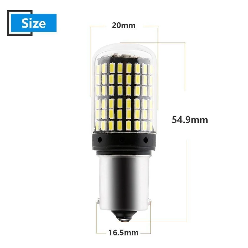 E-Bright 2 Stück 1156 P21W BA15S PY21W BAU15S LED Canbus 3014 S25 fehlerfrei Auto-Blinker 12 V DC, kein Hyperblitz, bernsteinfarben, weiß