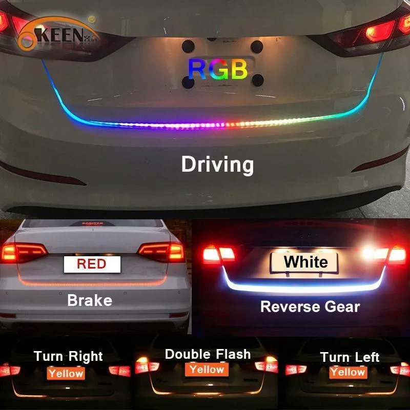 Bernstein Blinker Flow LED Kofferraum Streifen Licht Heckklappe Gepäck 12V Auto Rückleuchte Dynamischer Streamer Schwimmender RGB LED Streifen