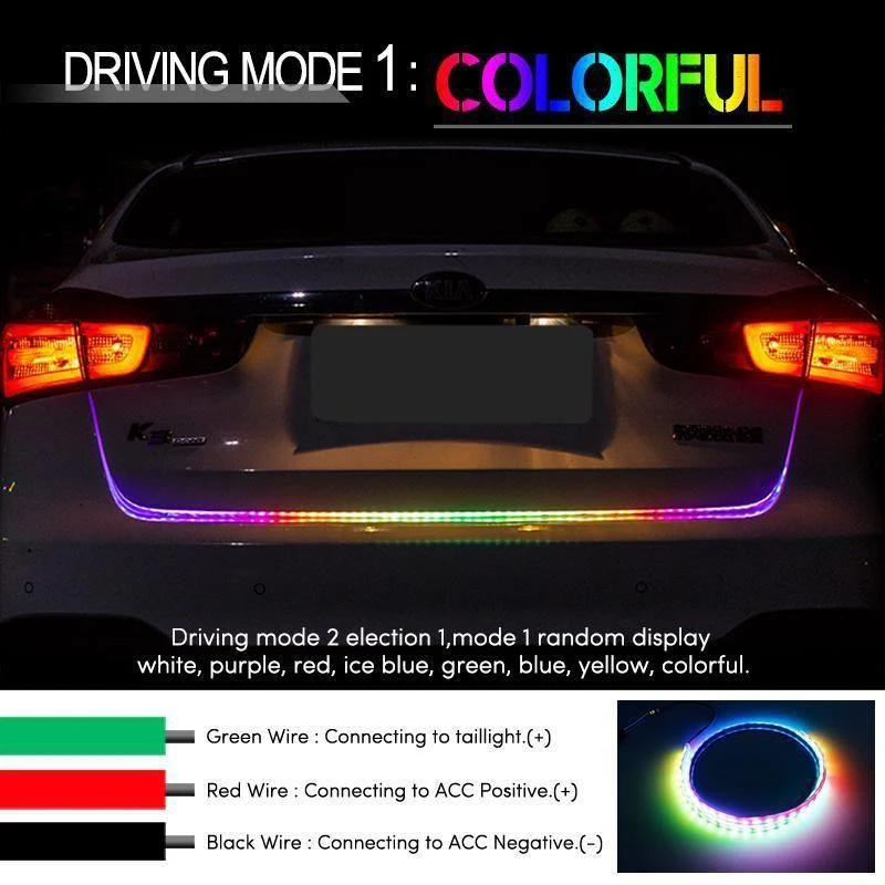 Bernstein Blinker Flow LED Kofferraum Streifen Licht Heckklappe Gepäck 12V Auto Rückleuchte Dynamischer Streamer Schwimmender RGB LED Streifen