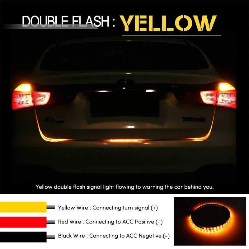 Bernstein Blinker Flow LED Kofferraum Streifen Licht Heckklappe Gepäck 12V Auto Rückleuchte Dynamischer Streamer Schwimmender RGB LED Streifen