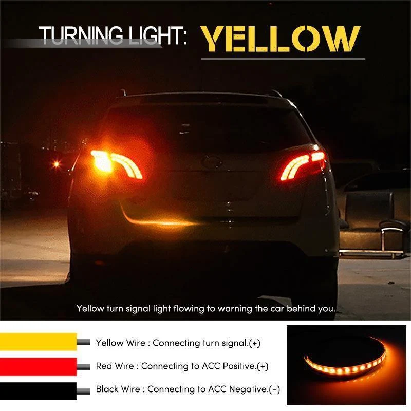 Bernstein Blinker Flow LED Kofferraum Streifen Licht Heckklappe Gepäck 12V Auto Rückleuchte Dynamischer Streamer Schwimmender RGB LED Streifen