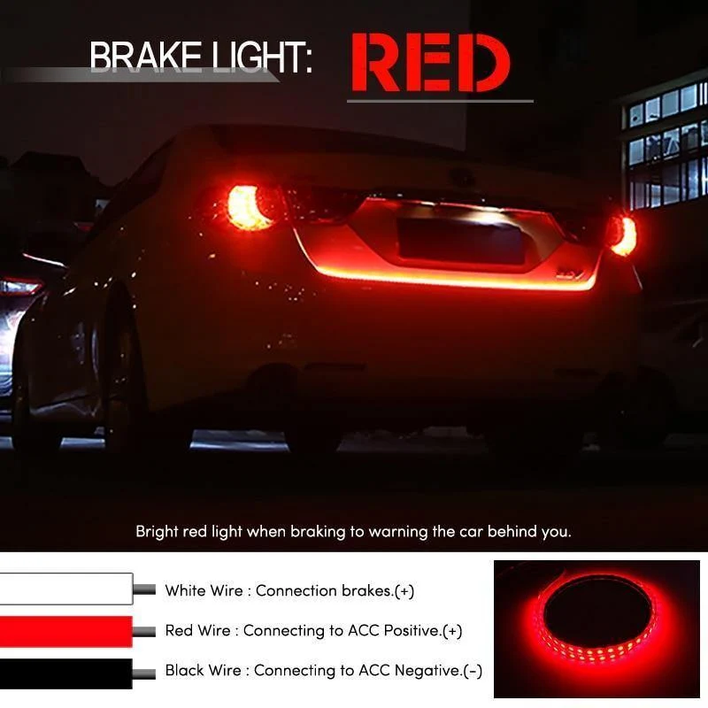 Bernstein Blinker Flow LED Kofferraum Streifen Licht Heckklappe Gepäck 12V Auto Rückleuchte Dynamischer Streamer Schwimmender RGB LED Streifen