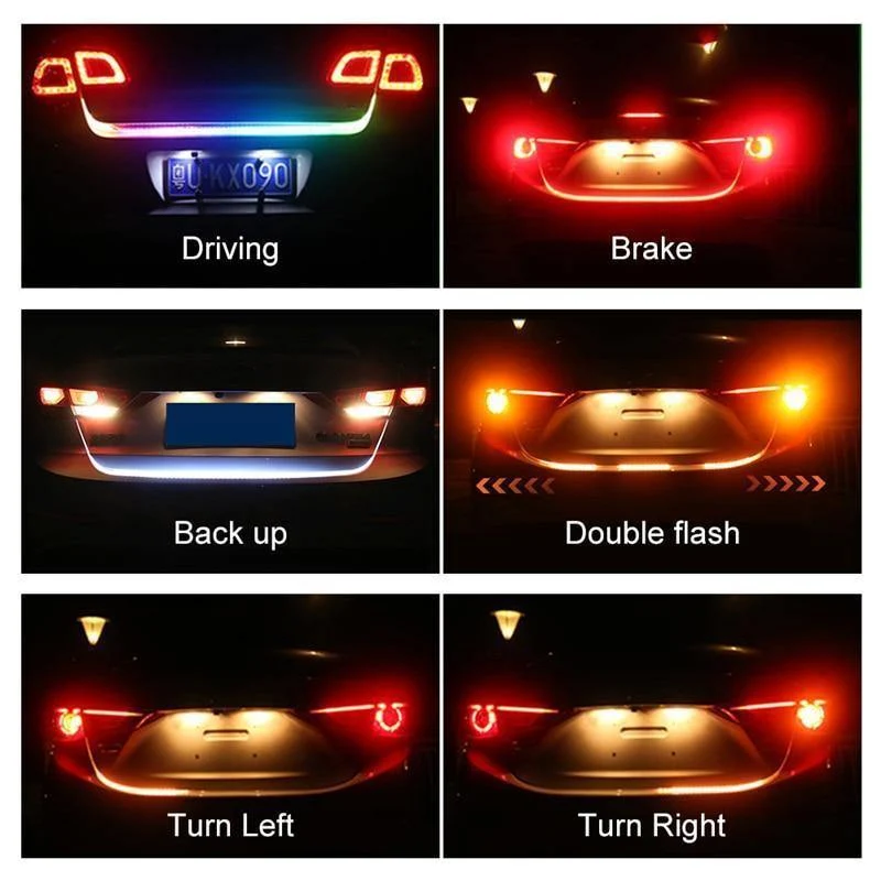 Bernstein Blinker Flow LED Kofferraum Streifen Licht Heckklappe Gepäck 12V Auto Rückleuchte Dynamischer Streamer Schwimmender RGB LED Streifen