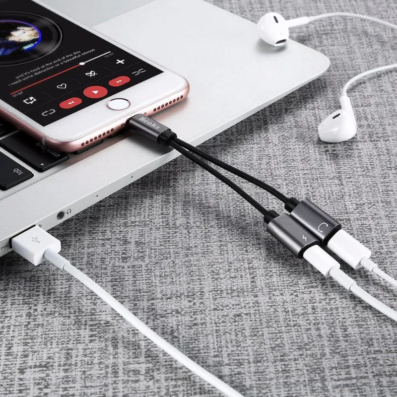 Dual für Blitz-Ladegerät-Adapter Audio-Ladegerät Kopfhöreranschlusskabel für Apple iPhone X 10 8 7 6s Plus Unterstützung iOS 11 10