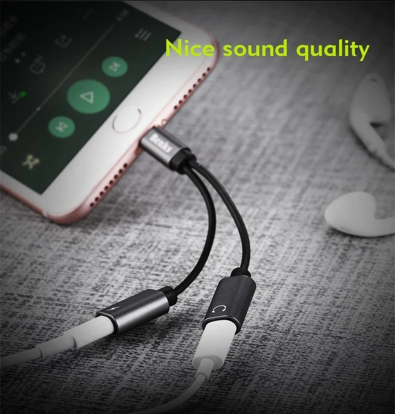 Dual für Blitz-Ladegerät-Adapter Audio-Ladegerät Kopfhöreranschlusskabel für Apple iPhone X 10 8 7 6s Plus Unterstützung iOS 11 10