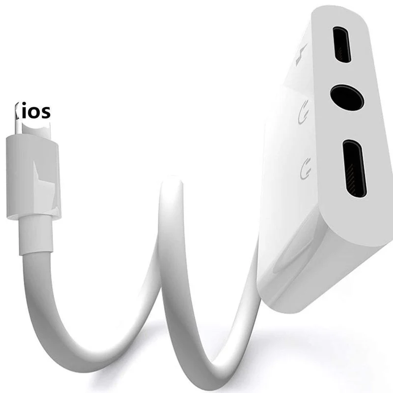 Doppeltes Lightning-Kopfhörer-Audio- und Kopfhörer-Ladeadapterkabel 3in1 für iPhone X/6/7 Plus Handy-Zubehör