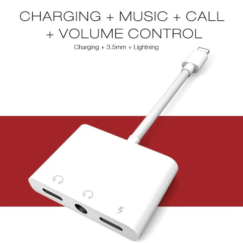 Doppeltes Lightning-Kopfhörer-Audio- und Kopfhörer-Ladeadapterkabel 3in1 für iPhone X/6/7 Plus Handy-Zubehör