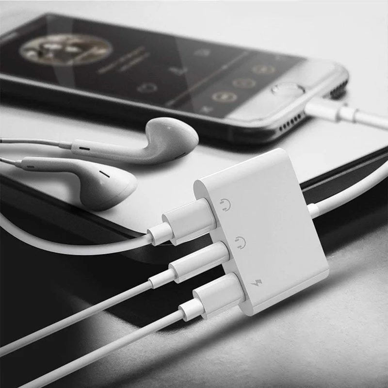 Doppeltes Lightning-Kopfhörer-Audio- und Kopfhörer-Ladeadapterkabel 3in1 für iPhone X/6/7 Plus Handy-Zubehör