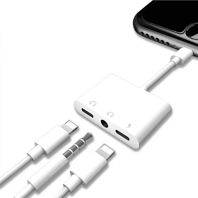 Doppeltes Lightning-Kopfhörer-Audio- und Kopfhörer-Ladeadapterkabel 3in1 für iPhone X/6/7 Plus Handy-Zubehör