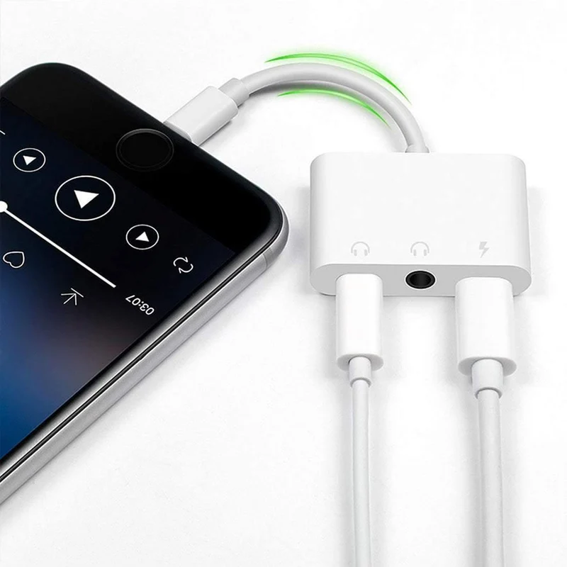 Doppeltes Lightning-Kopfhörer-Audio- und Kopfhörer-Ladeadapterkabel 3in1 für iPhone X/6/7 Plus Handy-Zubehör