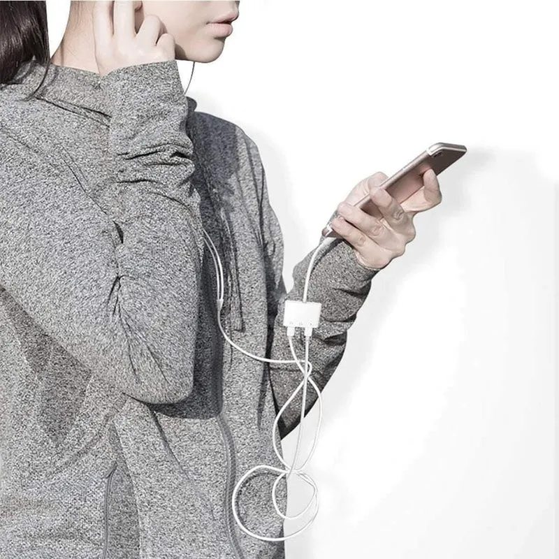 Doppeltes Lightning-Kopfhörer-Audio- und Kopfhörer-Ladeadapterkabel 3in1 für iPhone X/6/7 Plus Handy-Zubehör