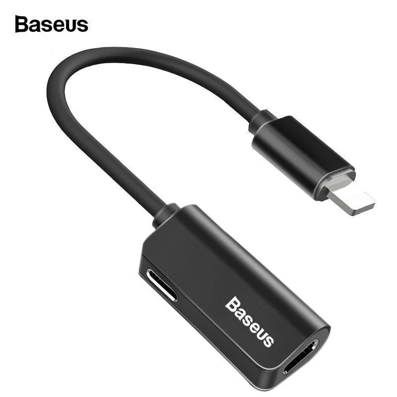 Baseus Aux Audio Kopfhörer Kopfhörer Adapter für iPhone Xs Max Xr X 8 7 Anschluss Ladegerät Splitter 2 in 1 Für Lightning Adapter