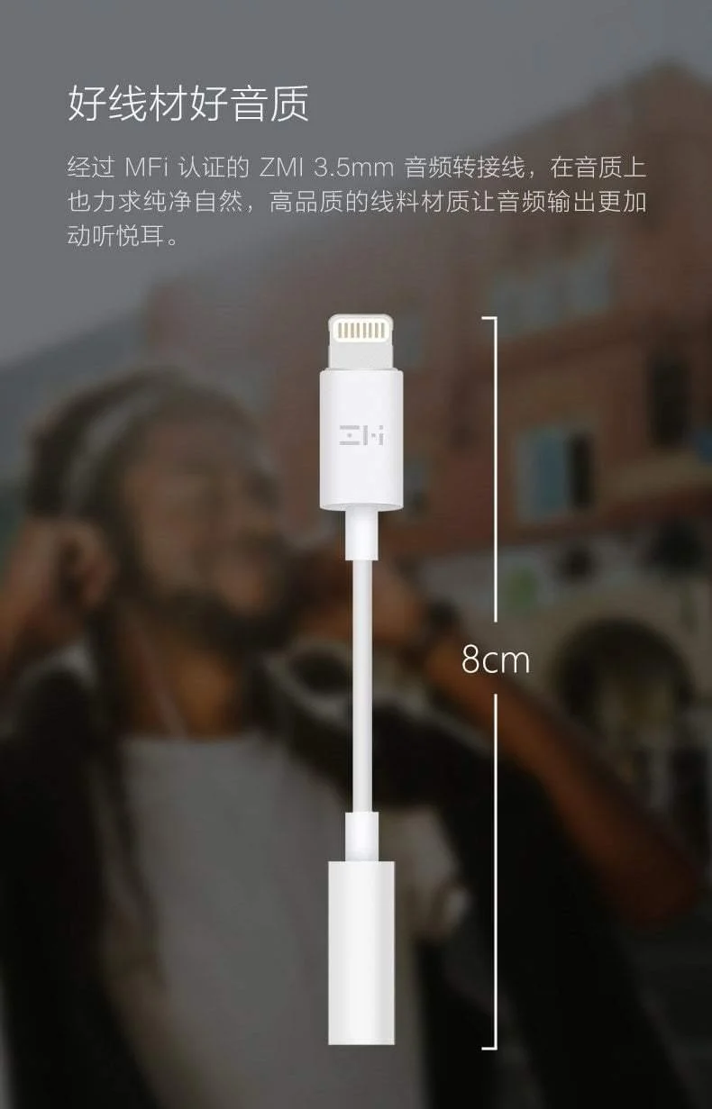 Original ZMI MFI für Apple Lightning auf 3.5 mm Kopfhöreranschluss-Adapter, Audio-Konverter für iPhone xs max xr x 8 7 plus aux ios 12