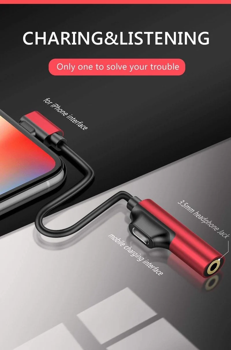 2in1 Lighting 3.5mm Kopfhöreranschluss für iPhone X 8 7 Plus Audio-Ladeadapter AUX Splitter-Kabeladapter für iPhone