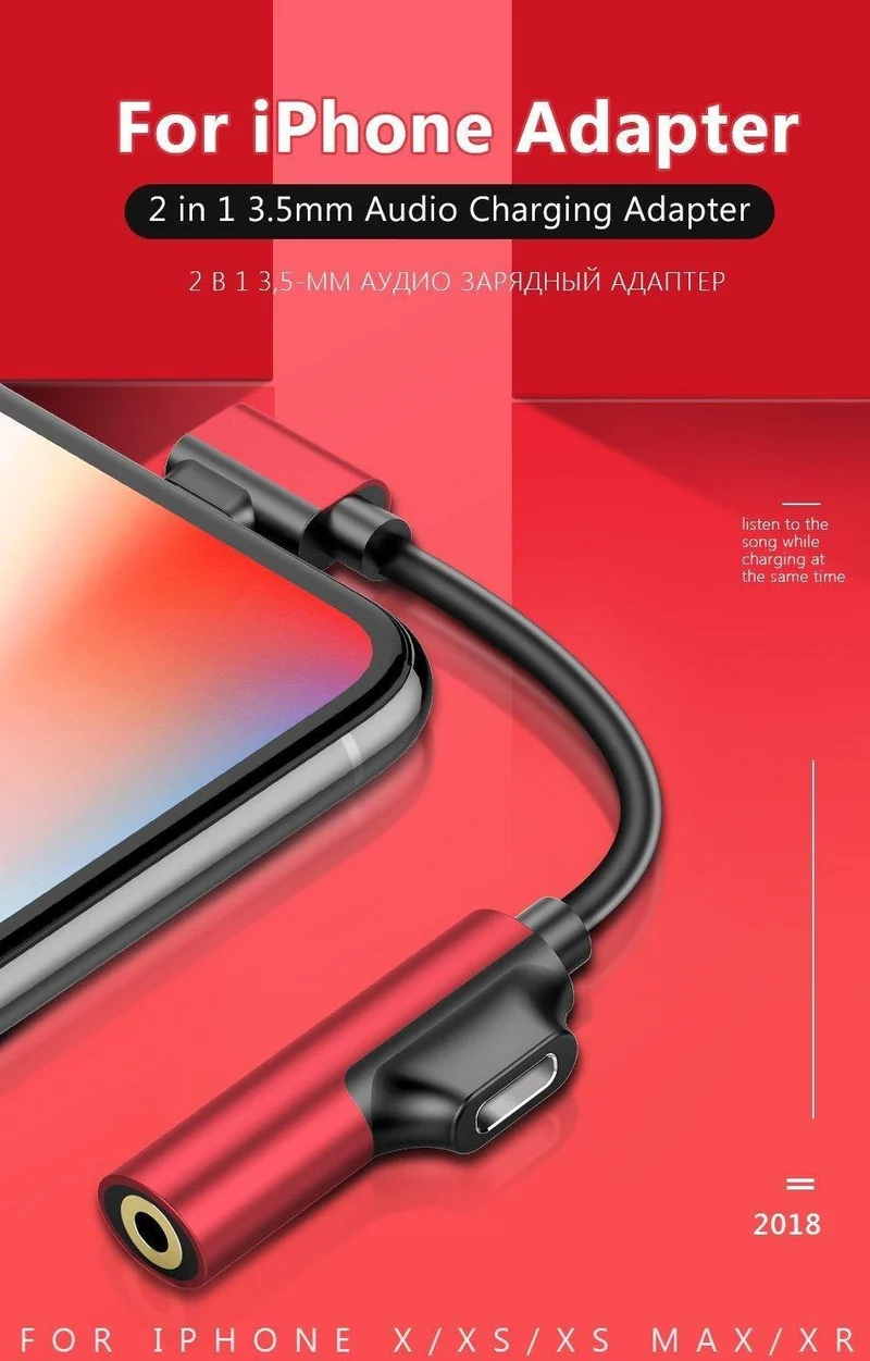 2in1 Lighting 3.5mm Kopfhöreranschluss für iPhone X 8 7 Plus Audio-Ladeadapter AUX Splitter-Kabeladapter für iPhone