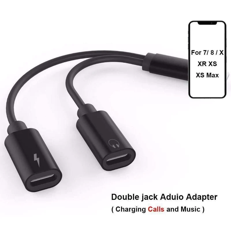 Doppelbuchsenadapter Für iPhone 7 8 XS XR Ladegerät Anruf oder Musik und 3.5mm Kopfhörer Aux Audio Converter Unterstützung iOS12
