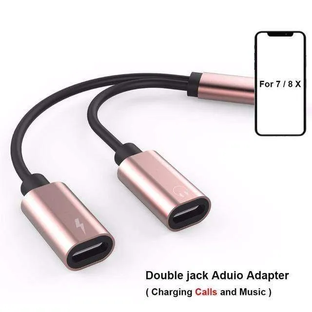 Doppelbuchsenadapter Für iPhone 7 8 XS XR Ladegerät Anruf oder Musik und 3.5mm Kopfhörer Aux Audio Converter Unterstützung iOS12