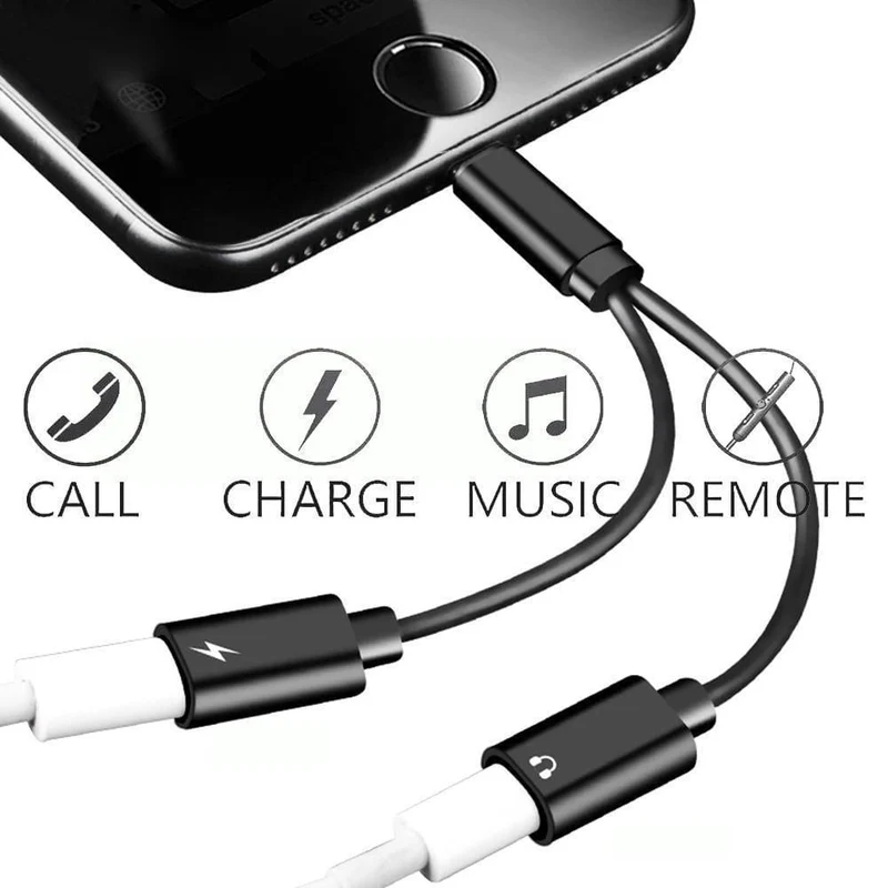Doppelbuchsenadapter Für iPhone 7 8 XS XR Ladegerät Anruf oder Musik und 3.5mm Kopfhörer Aux Audio Converter Unterstützung iOS12