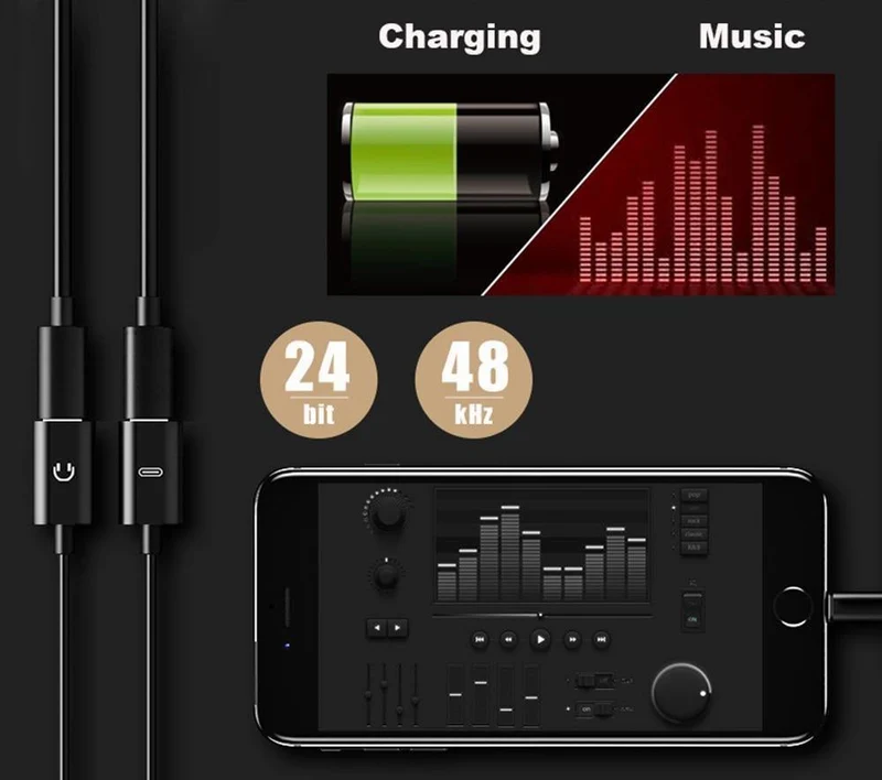 Doppelbuchsenadapter Für iPhone 7 8 XS XR Ladegerät Anruf oder Musik und 3.5mm Kopfhörer Aux Audio Converter Unterstützung iOS12