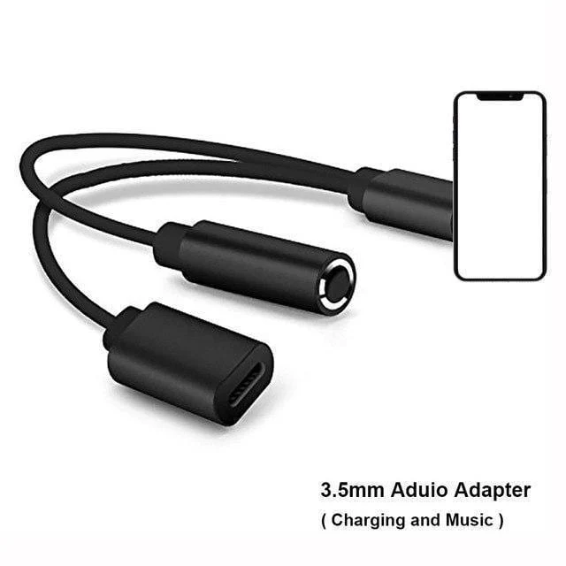 Doppelbuchsenadapter Für iPhone 7 8 XS XR Ladegerät Anruf oder Musik und 3.5mm Kopfhörer Aux Audio Converter Unterstützung iOS12