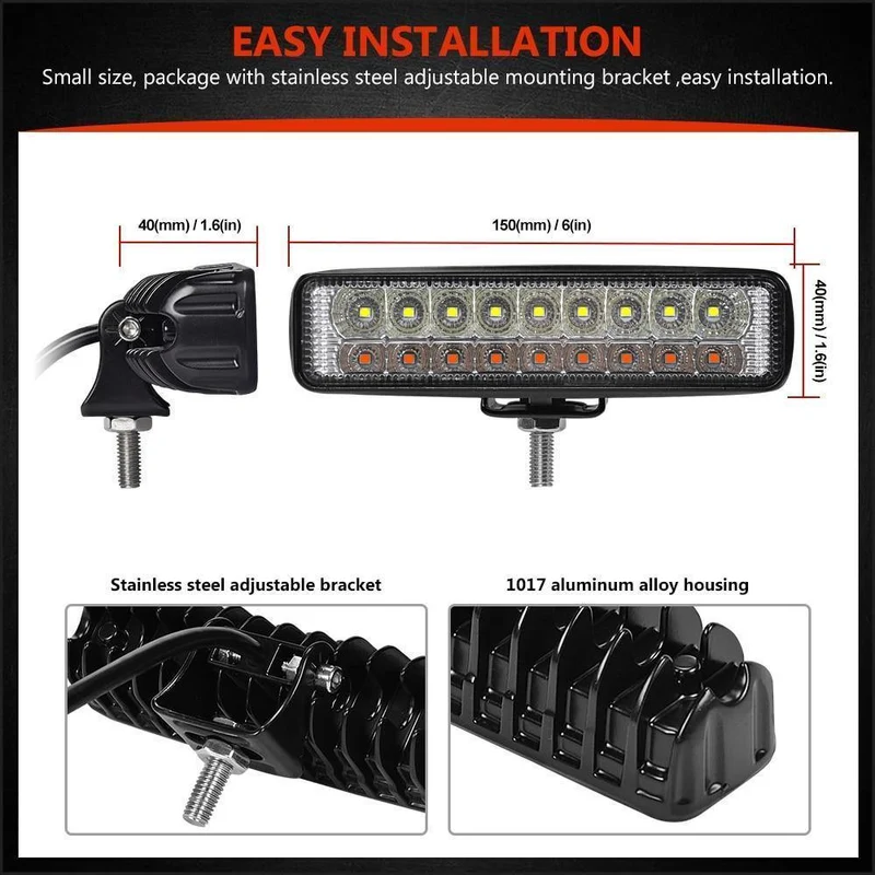 1 / 2Pcs 6 inch 18W LED Arbeitsscheinwerfer Scheinwerfer LKW-Licht Für Jeep-Motorräder Offroad 4x4 ATV 4WD SUV UAZ Auto-Nebelscheinwerfer