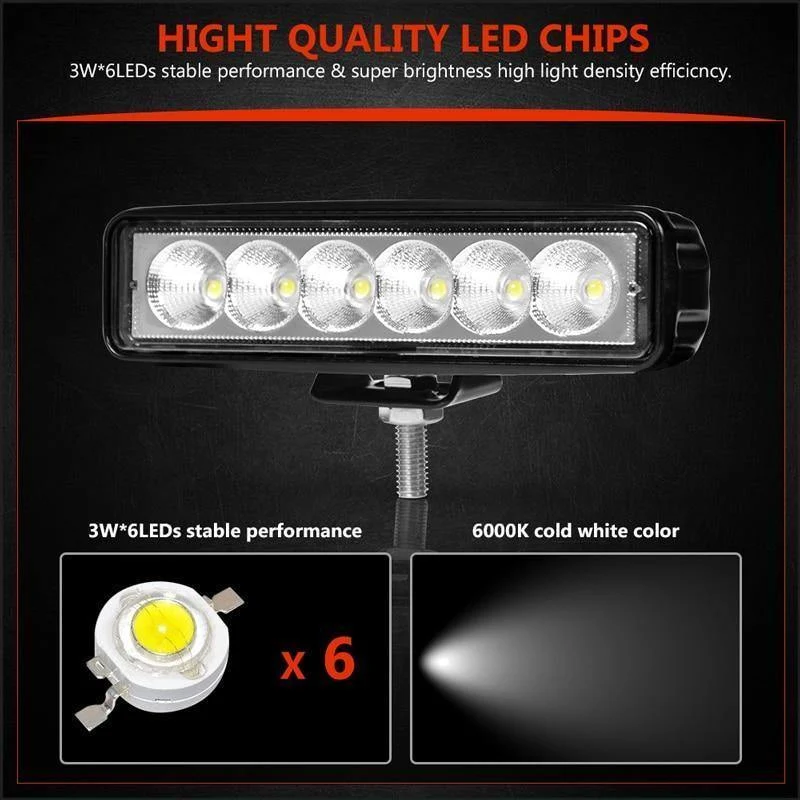 1 / 2Pcs 6 inch 18W LED Arbeitsscheinwerfer Scheinwerfer LKW-Licht Für Jeep-Motorräder Offroad 4x4 ATV 4WD SUV UAZ Auto-Nebelscheinwerfer
