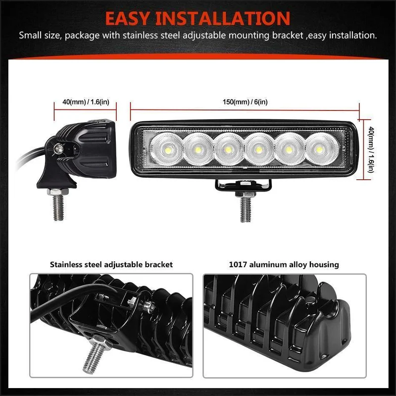 1 / 2Pcs 6 inch 18W LED Arbeitsscheinwerfer Scheinwerfer LKW-Licht Für Jeep-Motorräder Offroad 4x4 ATV 4WD SUV UAZ Auto-Nebelscheinwerfer