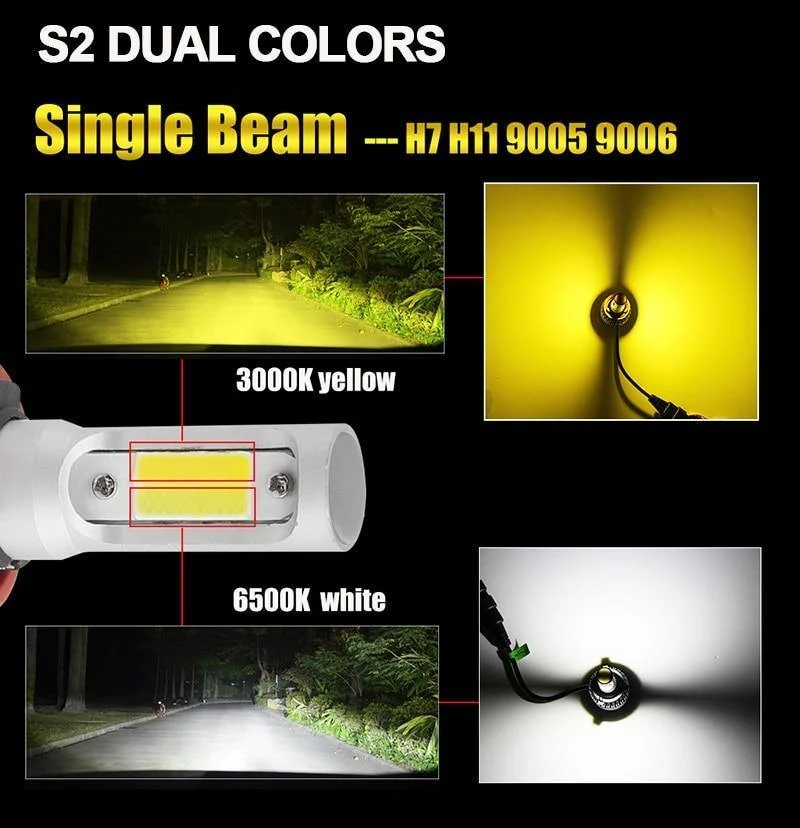 H4 Led-Licht Scheinwerfer Lampe Dual Farben H7 H4 H1 H8 H11 H13 9005 9006 HB4 Auto Licht H7 Auto Led Glühbirne H3 Nebel Licht