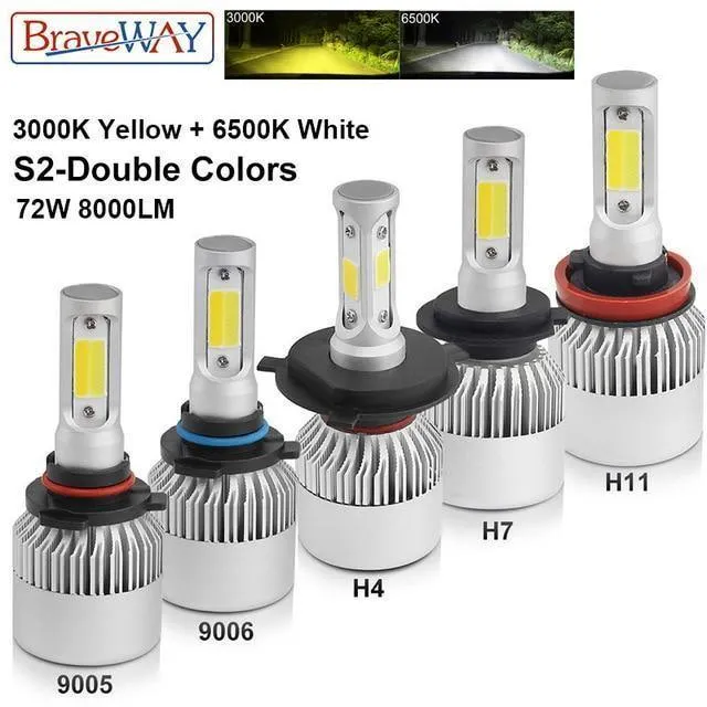 H4 Led-Licht Scheinwerfer Lampe Dual Farben H7 H4 H1 H8 H11 H13 9005 9006 HB4 Auto Licht H7 Auto Led Glühbirne H3 Nebel Licht