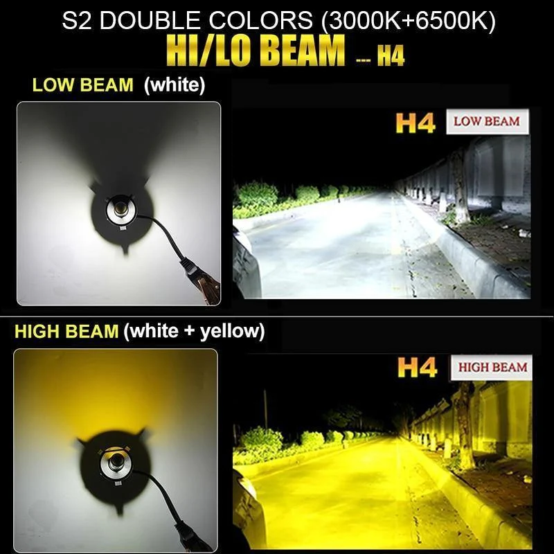 H4 Led-Licht Scheinwerfer Lampe Dual Farben H7 H4 H1 H8 H11 H13 9005 9006 HB4 Auto Licht H7 Auto Led Glühbirne H3 Nebel Licht