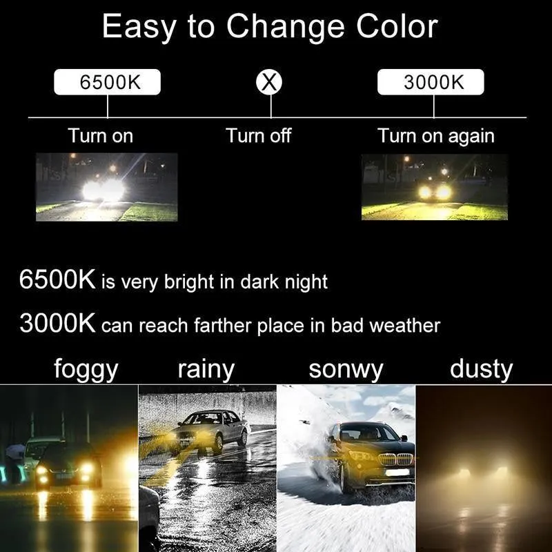 H4 Led-Licht Scheinwerfer Lampe Dual Farben H7 H4 H1 H8 H11 H13 9005 9006 HB4 Auto Licht H7 Auto Led Glühbirne H3 Nebel Licht