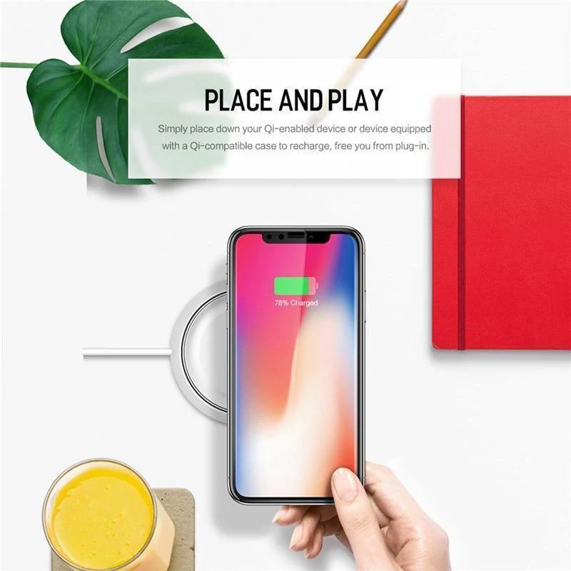 ROCK QI Wireless-Ladegerät für iPhone X 10 8 Samsung Note 8 S8 Plus S7 S6 Edge-Telefon Schnelllade-Pad Schnellladung Smart USB Dock